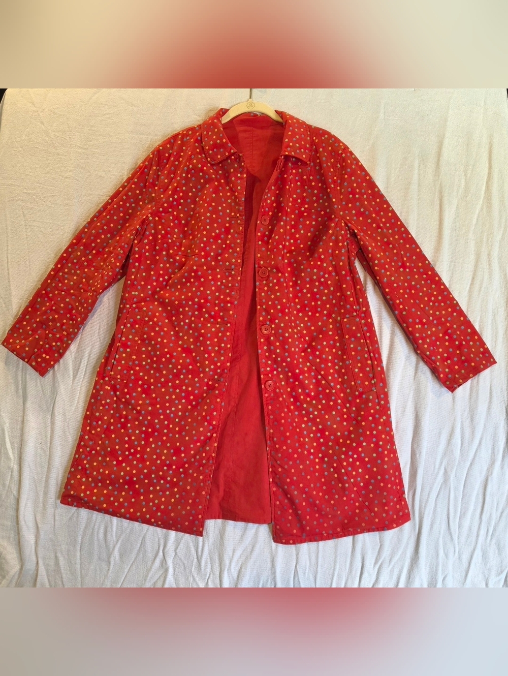 Coldwater Creek Reversible Red Polka Dot Rain Coat Jacket Sz M